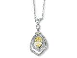 Cheryl M™ Sterling Silver Marquise Canary and White CZ 18in Necklace
