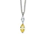 Cheryl M™ Sterling Silver Marq Canary/White CZ 17in w/2in xtDouble Strand Necklace