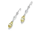 Cheryl M™ Sterling Silver Marquise Canary/White CZ Dangle French Wire Earrings
