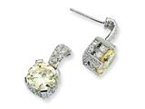Cheryl M™ Sterling Silver 8mm Canary and White CZ Dangle Post Earrings