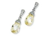 Cheryl M™ Sterling Silver Teardrop Canary and White CZ Dangle Post Earrings