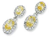 Cheryl M™ Sterling Silver Oval Canary CZ Dangle Post Earrings