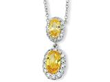 Cheryl M™ Sterling Silver Oval Canary CZ 18in Necklace