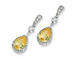 Cheryl M™ Sterling Silver Pear Canary and White CZ Dangle Post Earrings