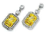 Cheryl M™ Sterling Silver Canary and White CZ Dangle Post Earrings