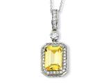 Cheryl M™ Sterling Silver Canary and White CZ 18in Necklace