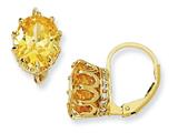 Cheryl M™ Gold Plated Sterling Silver 100-facet Yell/White CZ Leverback Earrings