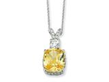 Cheryl M™ Sterling Silver Canary and White CZ 18in Necklace