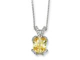 Cheryl M™ Sterling Silver Canary and White CZ 18in Necklace
