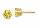 Cheryl M™ Gold Plated Sterling Silver 6.5mm Yellow CZ Stud Earrings