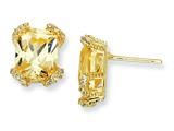 Cheryl M™ Sterling Silver Canary and White CZ Post Earrings