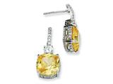 Cheryl M™ Sterling Silver Square Canary and White CZ Dangle Post Earrings