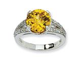 Cheryl M™ Sterling Silver Checker-cut Yellow and White CZ Ring