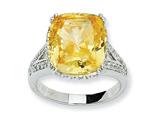 Cheryl M™ Sterling Silver Canary and White CZ Ring