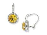 Cheryl M™ Sterling Silver Checker-cut Yellow and White CZ French Wire Earrings
