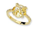 Cheryl M™ Gold Plated Sterling Silver Checker-cut Canary/Wht CZ Ring
