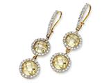 Cheryl M™ Gold Plated Sterling Silver Checker Canary CZ 2-stone Wire Earrings