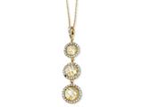 Cheryl M™ Gold Plated Sterling Silver Chkr-cut Canary CZ 3-stone 18in Necklace