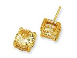 Cheryl M™ Gold Plated Sterling Silver 8mm Canary CZ Stud Earrings