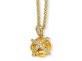 Cheryl M™ Gold Plated Sterling Silver Checker-cut Canary CZ 18in Necklace