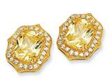 Cheryl M™ Gold Plated Sterling Silver Asscher-cut Canary CZ Post Earrings