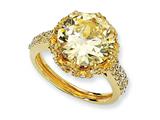 Cheryl M™ Gold Plated Sterling Silver Fancy Canary and White CZ Ring