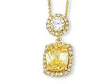 Cheryl M™ Gold Plated Sterling Silver Canary/White CZ 18in Necklace