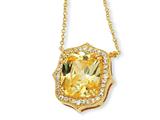 Cheryl M™ Gold Plated Sterling Silver Asscher-cut Canary CZ 18in Necklace
