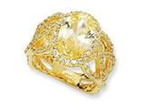 Cheryl M™ Gold Plated Sterling Silver Fancy Oval Canary/White CZ Ring