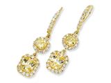 Cheryl M™ Gold Plated Sterling Silver Canary/White CZ French Wire Earrings