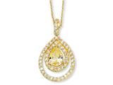 Cheryl M™ Gold Plated Sterling Silver Canary/Wht Pear CZ 18in Necklace