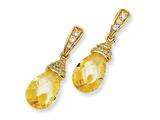 Cheryl M™ Gold Plated Sterling Silver Teardrop Canary CZ Dangle Post Earrings
