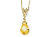 Cheryl M™ Gold Plated Sterling Silver Teardrop Canary CZ 18in Necklace