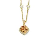 Cheryl M™ Gold Plated Sterling Silver Rose-cut Champ CZ Square 18in Necklace