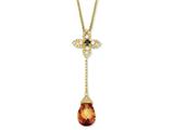 Cheryl M™ Gold Plated Sterling Silver Champ/Blk/Wht CZ 18in Y-drop Necklace
