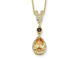 Cheryl M™ Gold Plated Sterling Silver Pear Champ/White CZ 18in Necklace