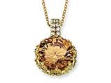 Cheryl M™ Gold Plated Sterling Silver Round Champagne and White CZ 18in Necklace