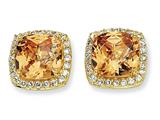 Cheryl M™ Gold Plated Sterling Silver Rose-cut Champ CZ Square Post Earrings