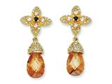 Cheryl M™ Gold Plated Sterling Silver Teardrop Champ/Blk/Wht CZ Post Earrings