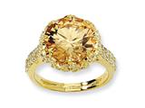 Cheryl M™ Gold Plated Sterling Silver Fancy Champagne and White CZ Ring