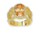 Cheryl M™ Gold Plated Sterling Silver Fancy Oval Champ/Wht CZ Ring