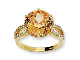 Cheryl M™ Gold Plated Sterling Silver 100-facet Champagne and White CZ Ring
