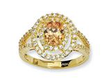 Cheryl M™ Gold Plated Sterling Silver Fancy Oval Champ/White CZ Ring