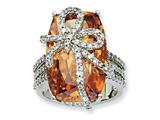 Cheryl M™ Sterling Silver Champagne and White CZ Bow Ring