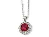 Cheryl M™ Sterling Silver Synthetic Ruby and CZ 18in Necklace