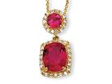 Cheryl M™ Gold Plated Sterling Silver Synthetic Ruby and CZ 18in Necklace
