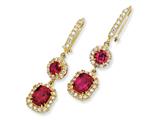 Cheryl M™ Gold Plated Sterling Silver Synthetic Ruby and CZ French Wire Earrings