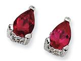 Cheryl M™ Sterling Silver Pear-shape Synthetic Ruby and CZ Post Earrings