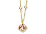 Cheryl M™ Gold Plated Sterling Silver Rose-cut Pink CZ Square 18in Necklace