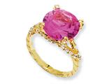 Cheryl M™ Gold Plated Sterling Silver Synthetic Pink Sapphire and CZ Ring